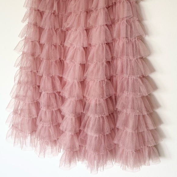 Vintage BETSEY JOHNSON Ruffle Tiered Tulle Skirt Ballet Pink Frilly Party Skirt - Picture 8 of 15